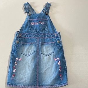Disney kids, Girls embroidered denim jumper dress. Size 4/5